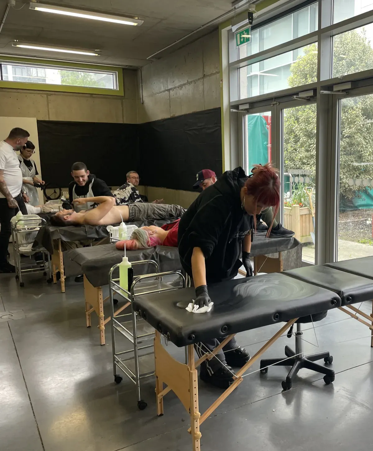 Learning to tattoo inside the Leeds Tattoo College studio