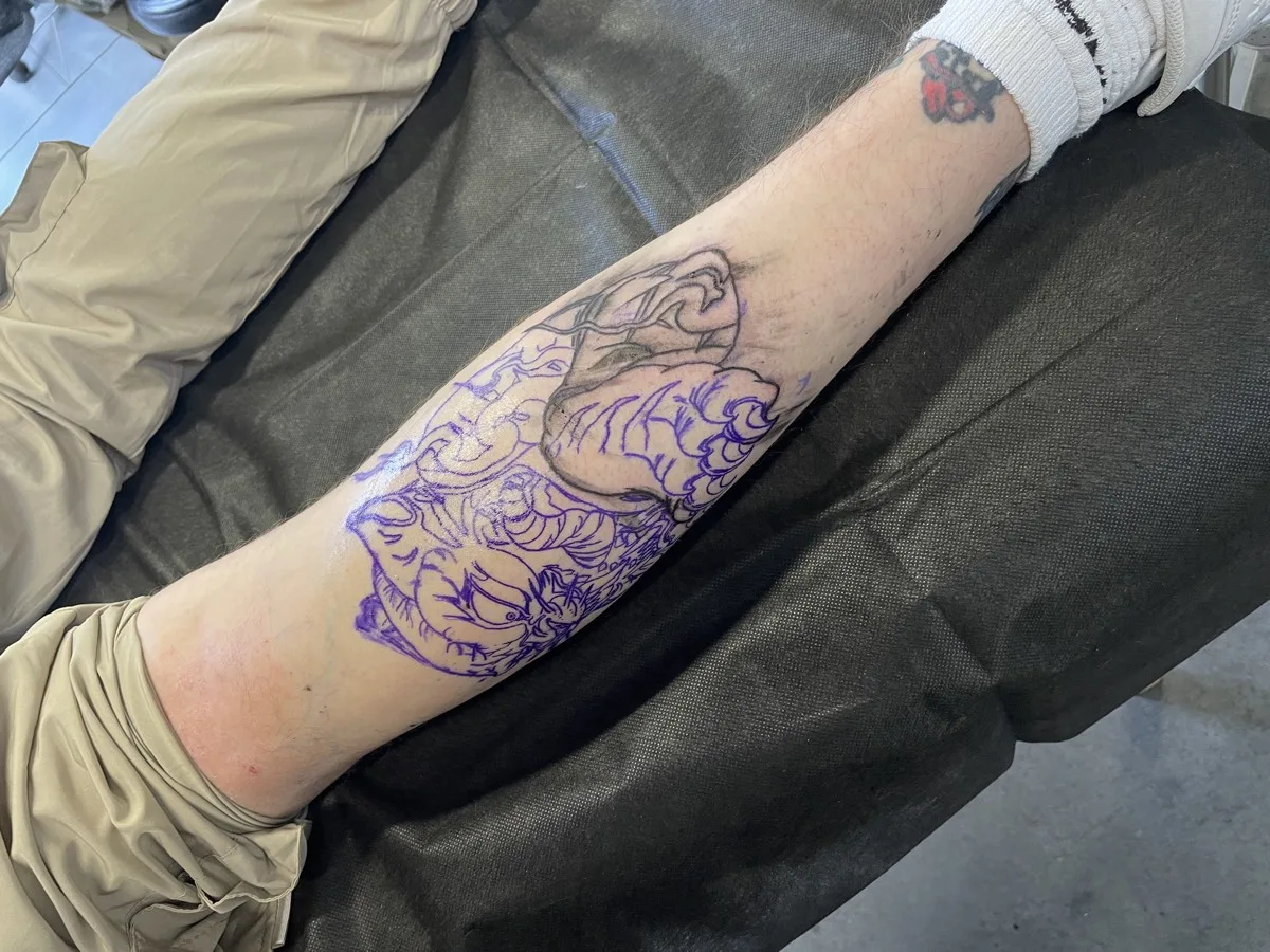 Tiger tattoo stencil linework